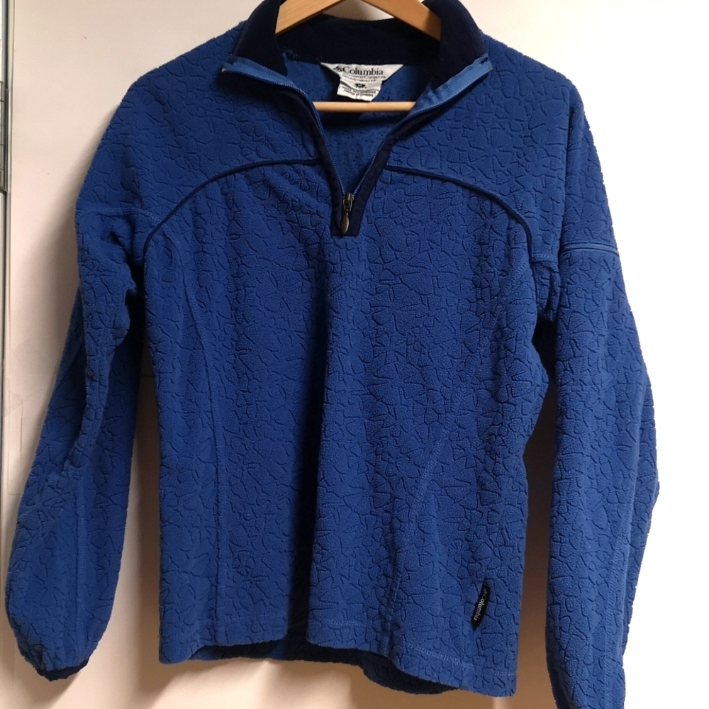 Columbia Fleece Quarter Zip Pullover Blue Flower Women’s Size Medium